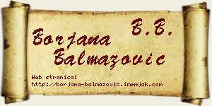 Borjana Balmazović vizit kartica